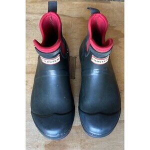 Hunter Womens Boots Chelsea Ankle Rubber Size 7 Gray with Rare Red Liner